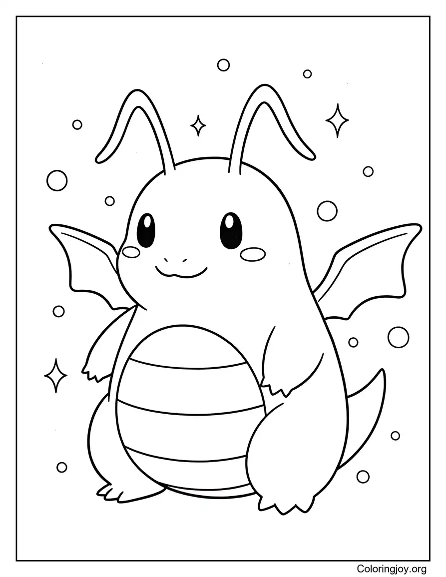 Dragonita volando por el cielo para colorear página para colorear