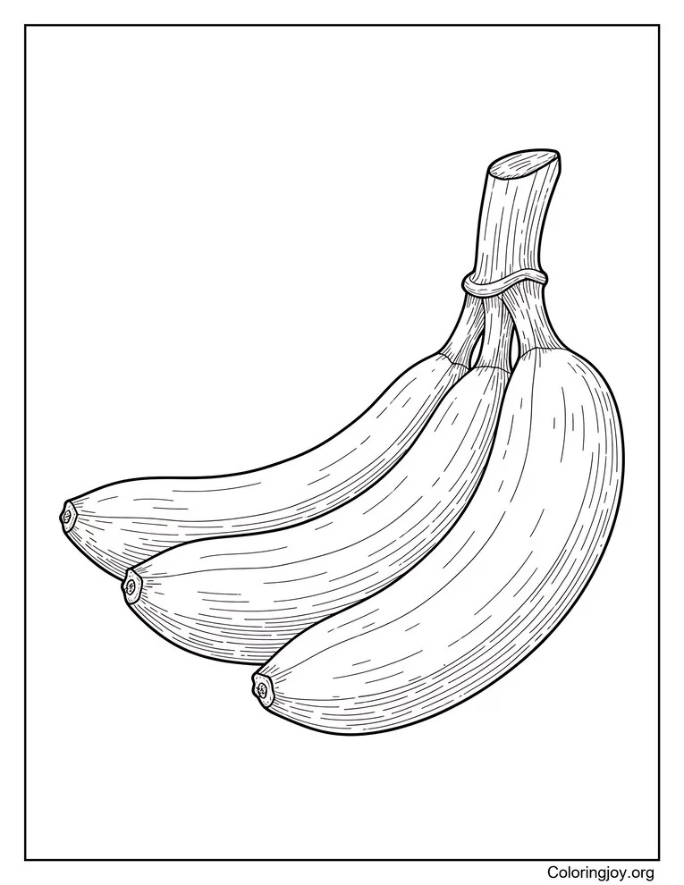 Manojo de plátano realista página para colorear