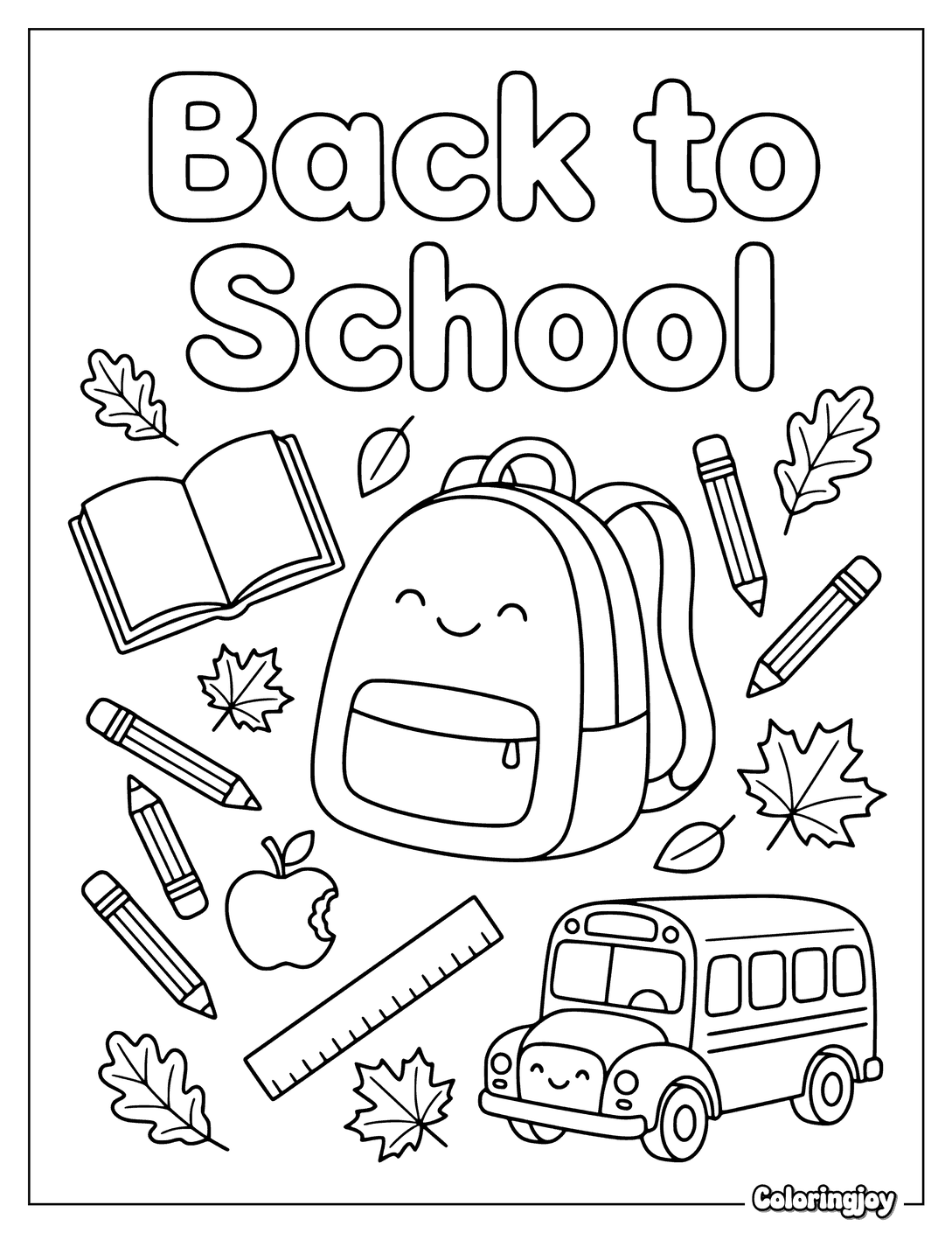 September Back to School Coloring Page