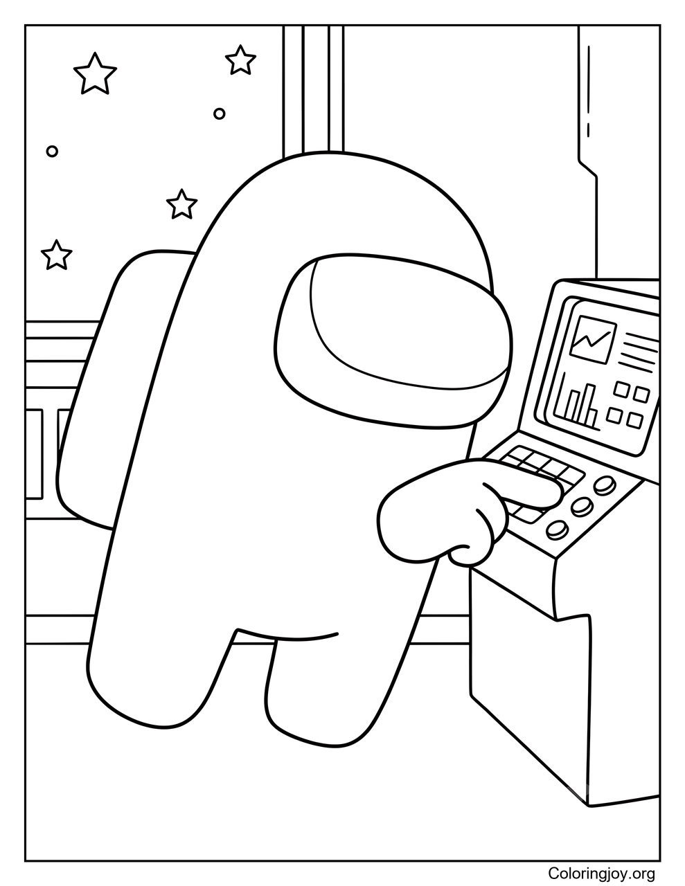 Explore the Among Us Navigation Room coloring page