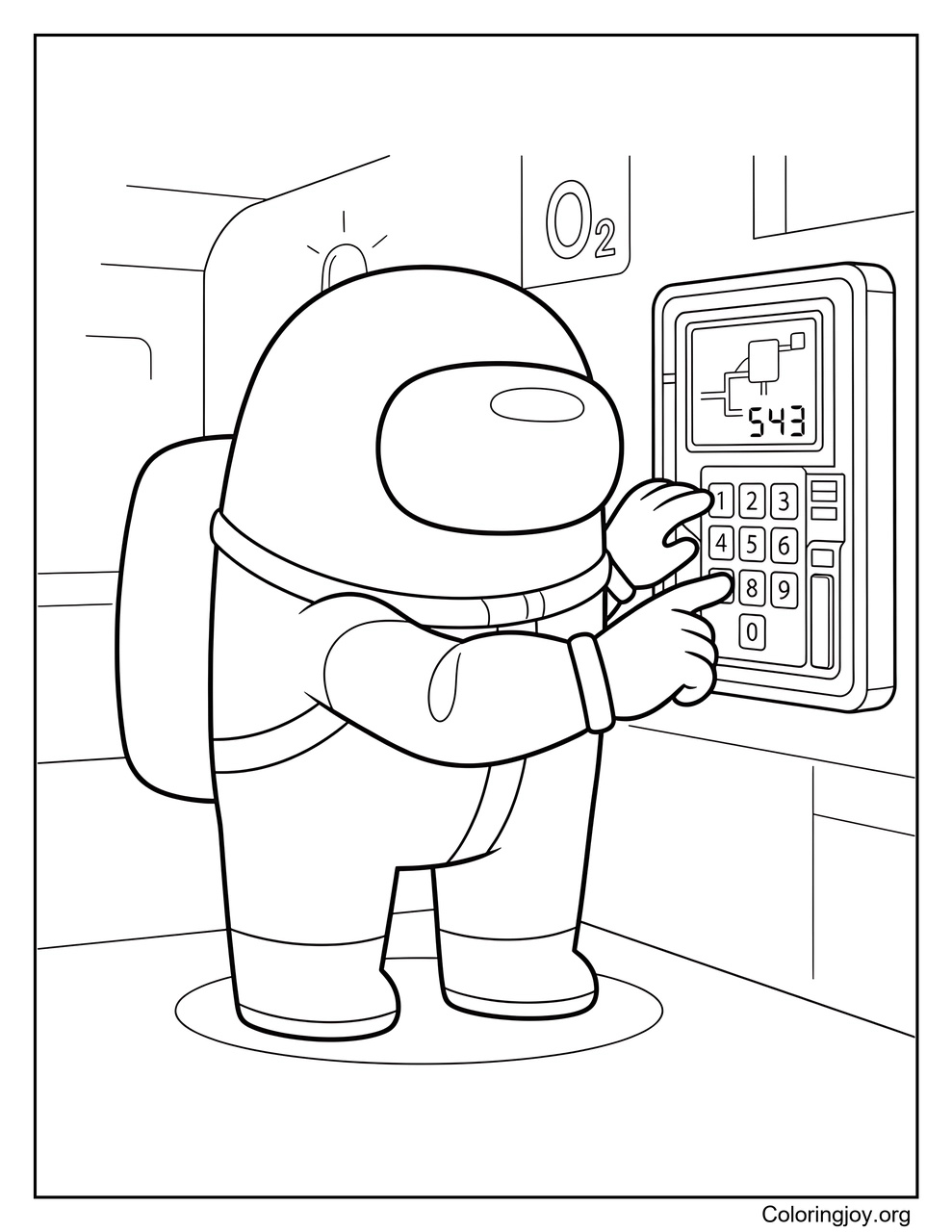 Stop the Among Us O2 Sabotage coloring page