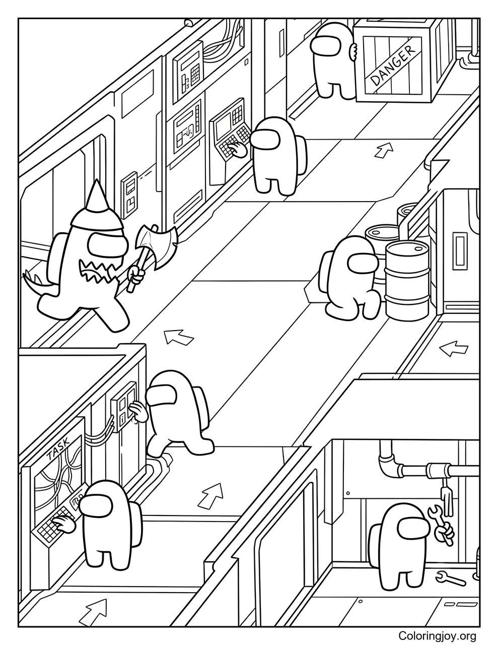 Play the Among Us Hide and Seek Challenge coloring page