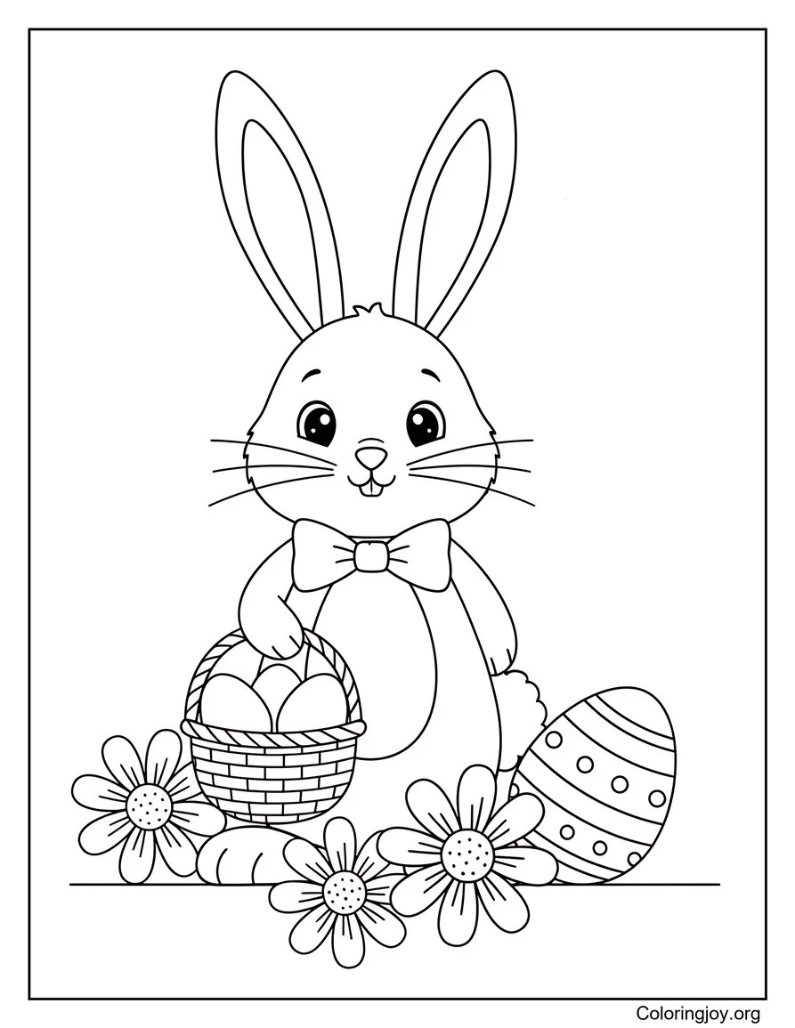 Página para colorear de pie de conejito de Pascua fácil para imprimir gratis