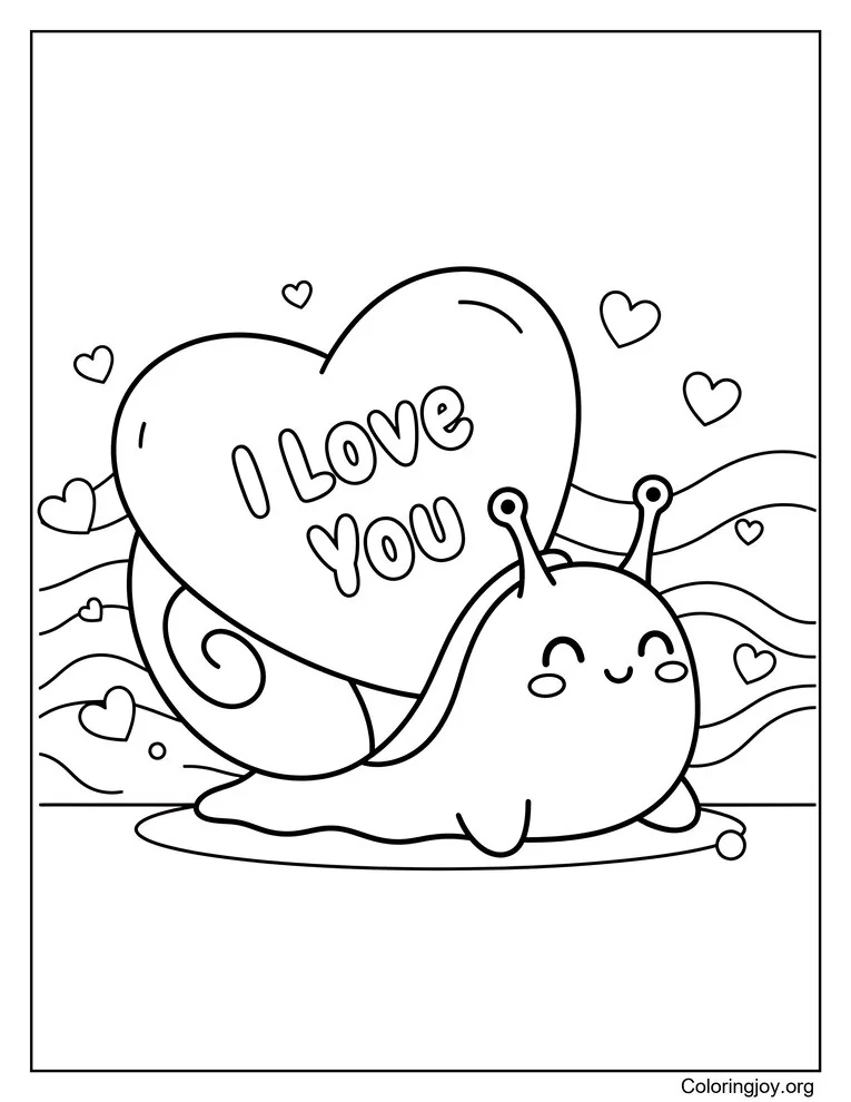 Snail Carrying I Love You Shell coloring page