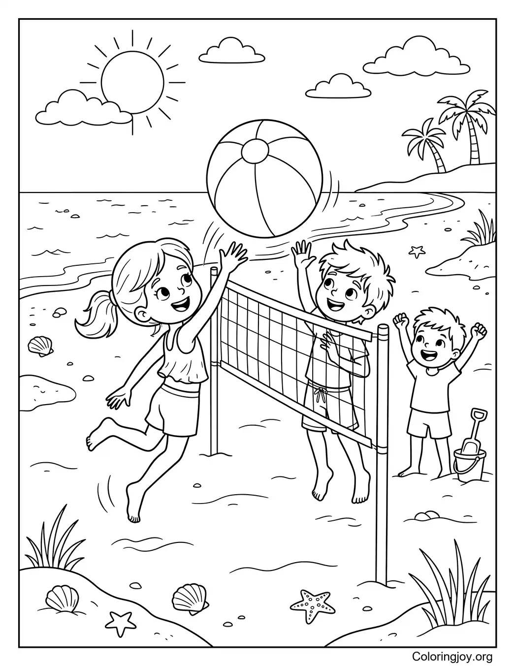 Beachvolleyball-Spaß Malvorlage
