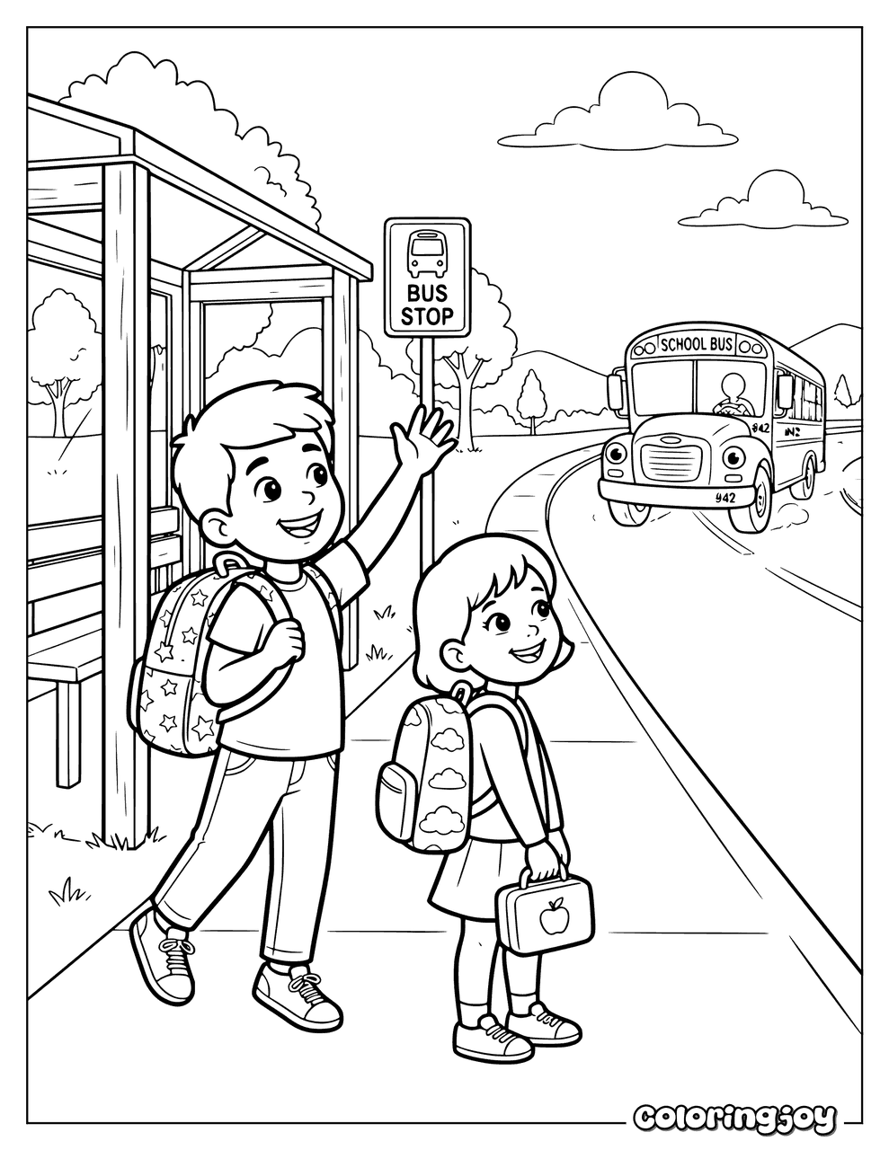 A First Day at the School Bus Stop
