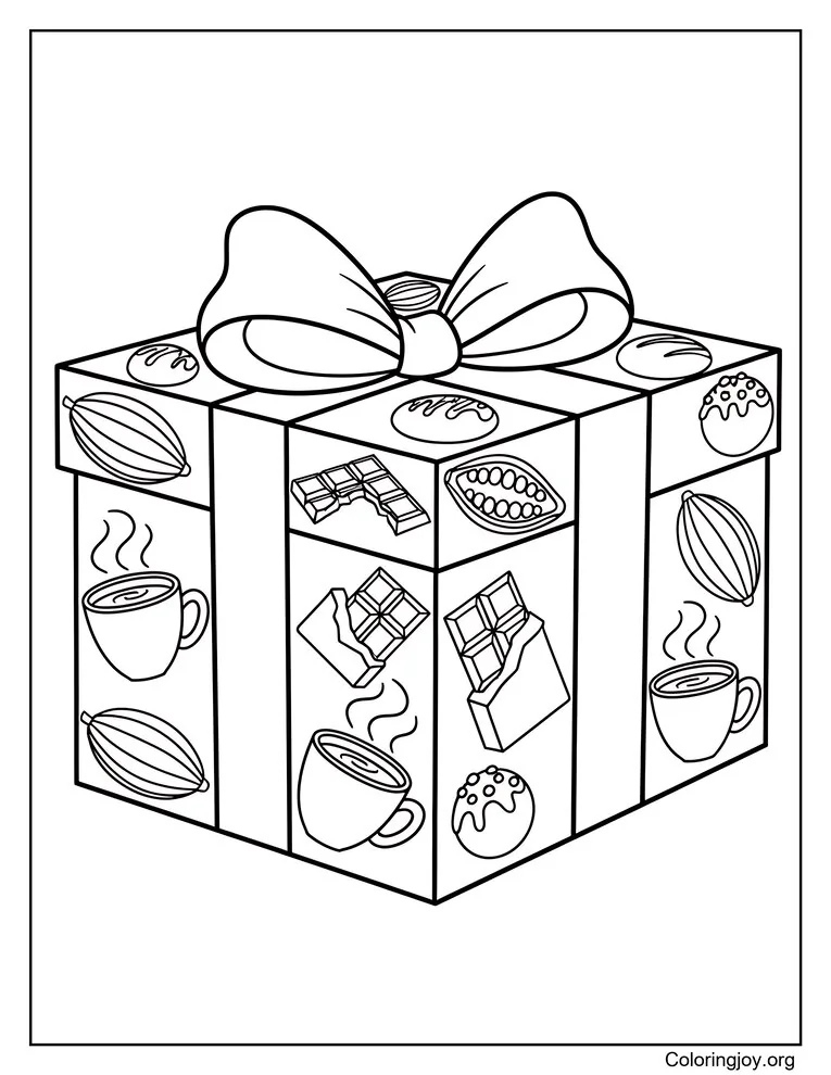 Chocolate Gift Box Coloring Page