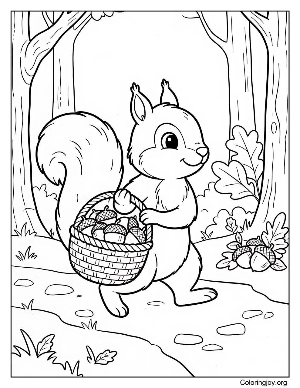Carrying an Acorn Basket with a Squirrel