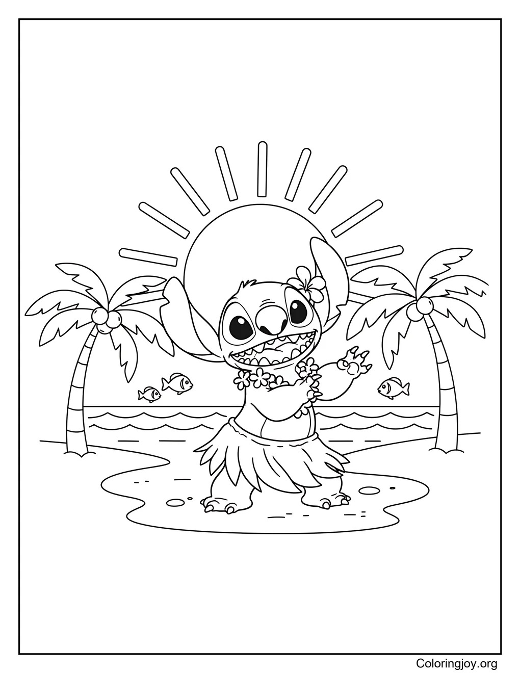 hula Stitch imagen para colorear página para colorear