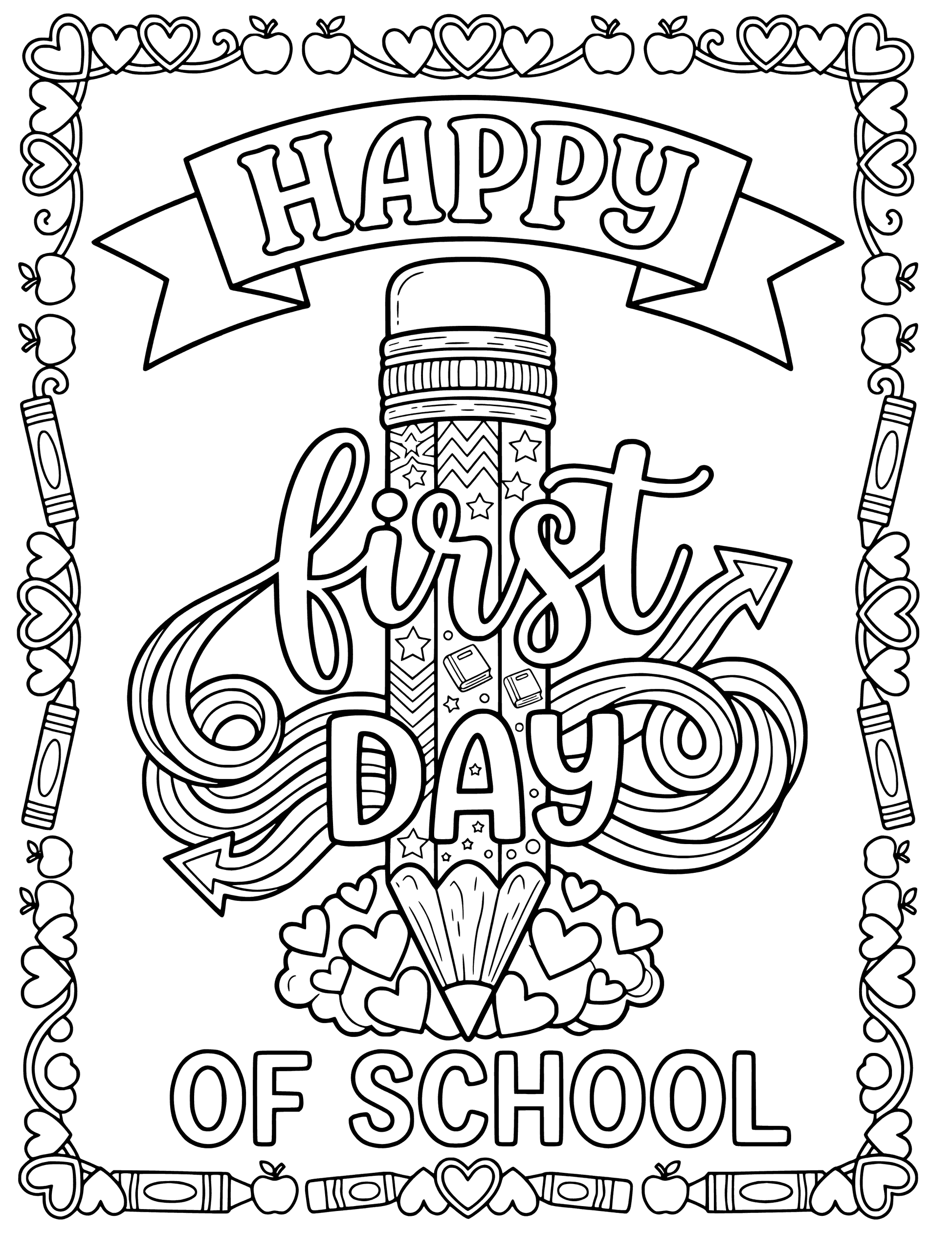 Happy First Day of School coloring page