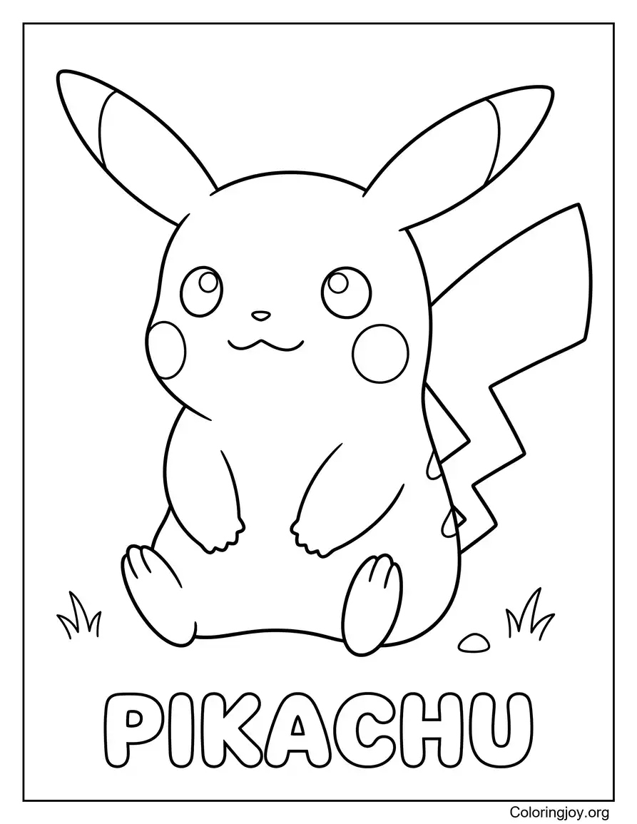 Fácil Pikachu página para colorear