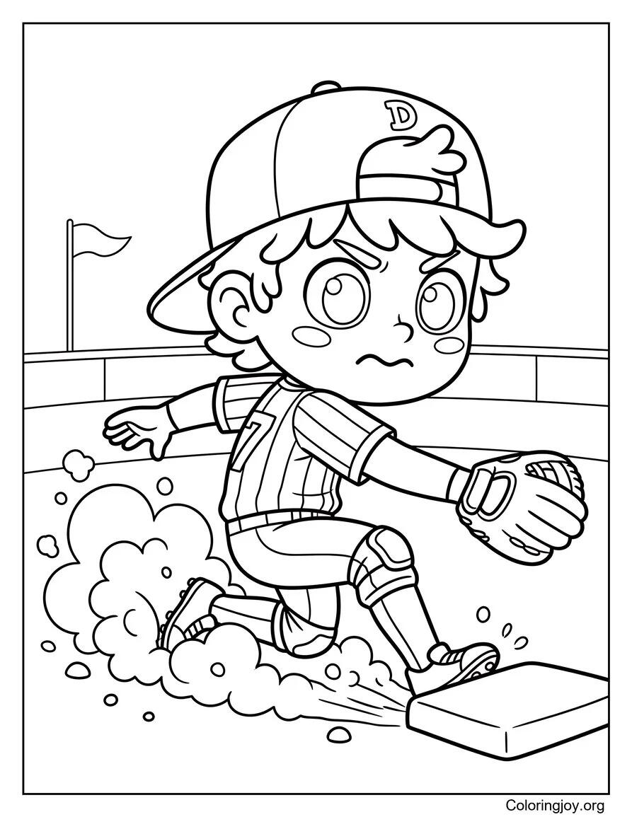 Sliding Into Base coloring page