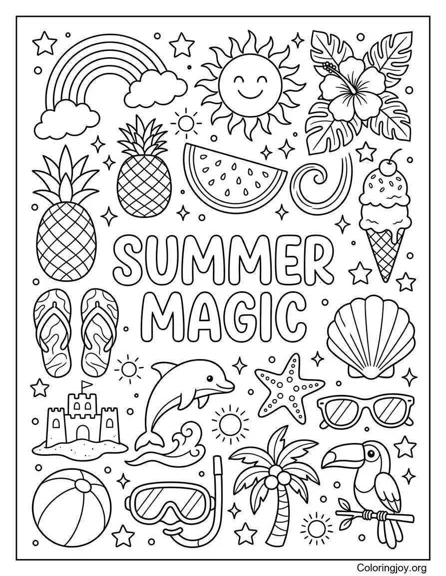 Páginas para imprimir gratis de Magia de Verano página para colorear