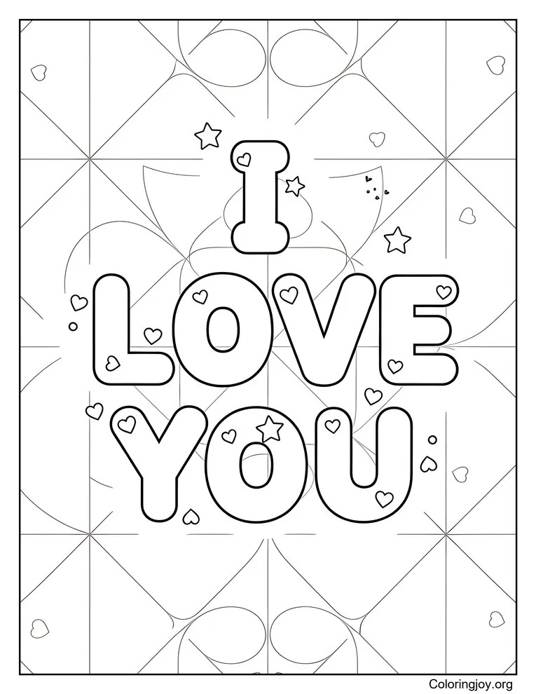 I Love You Simple Art coloring page